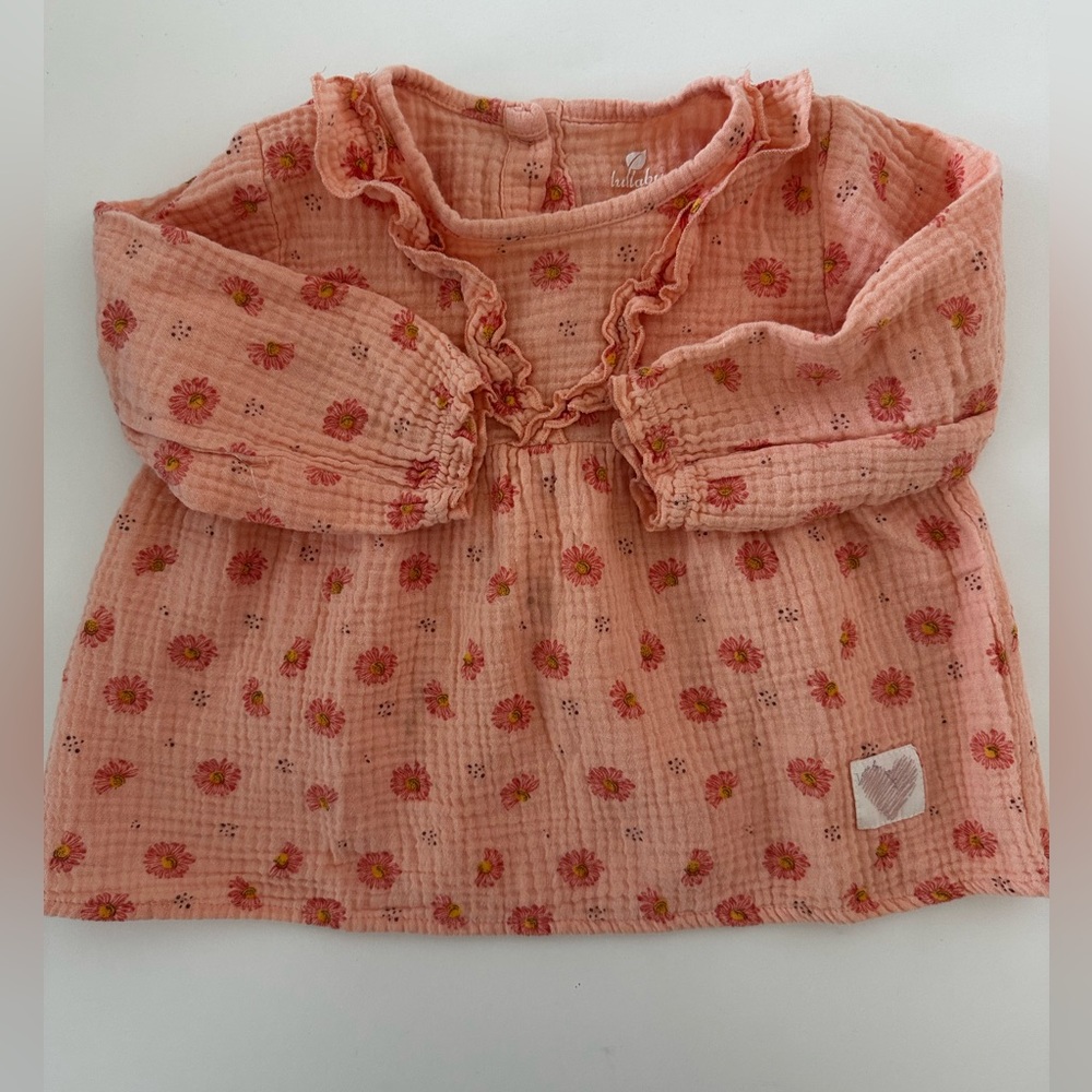 Lullaby Toddler Pink Floral Gauze Blouse, 3T, 100% Cotton